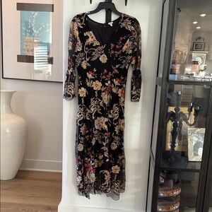Reba Black Floral Long Sleeve Dress